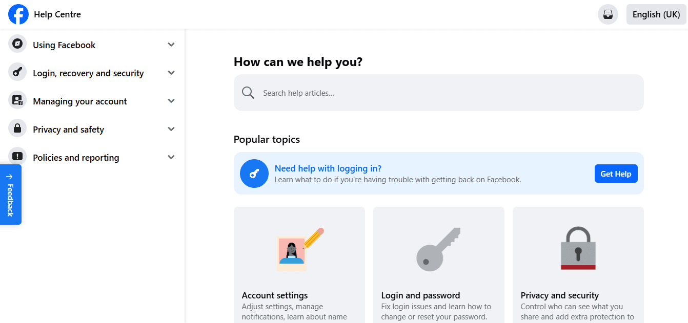 Use the Facebook Help Center