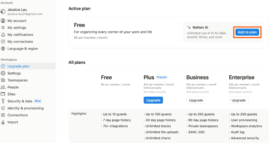 Notion AI (Free Tier)